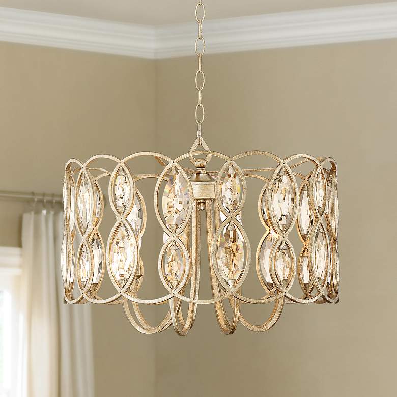 Image 1 Possini Euro Design Bellmont 22 1/2" Wide Silver Leaf Pendant Light