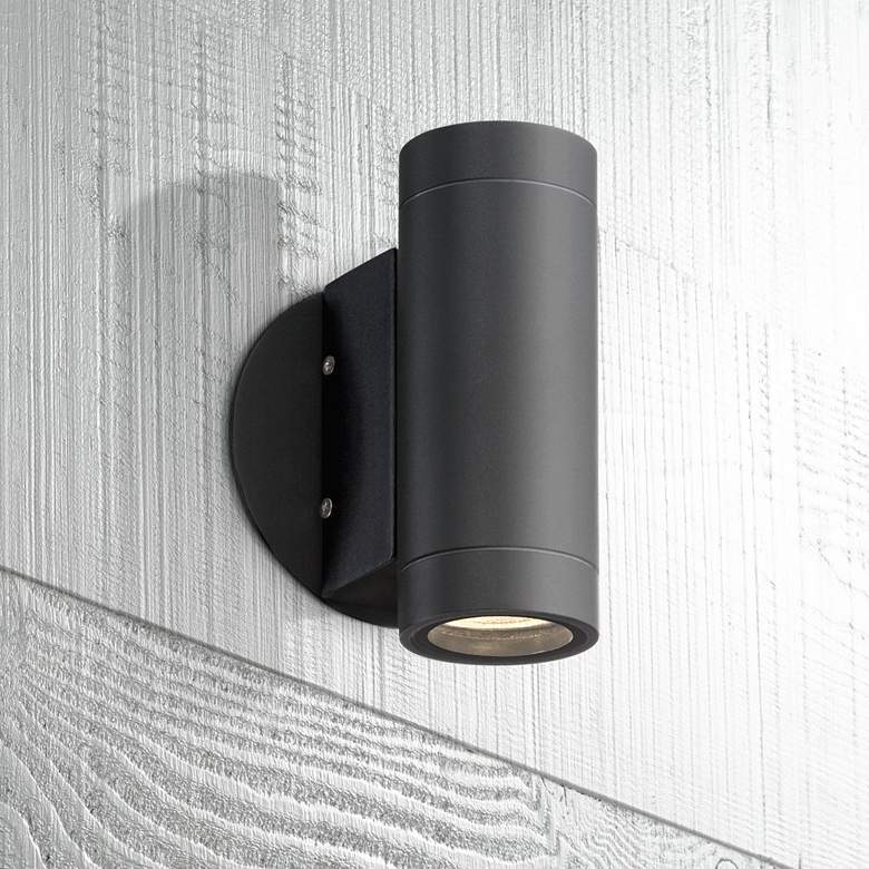 Image 1 Possini Euro Design Black Outdoor LED Up and Down Wall Light
