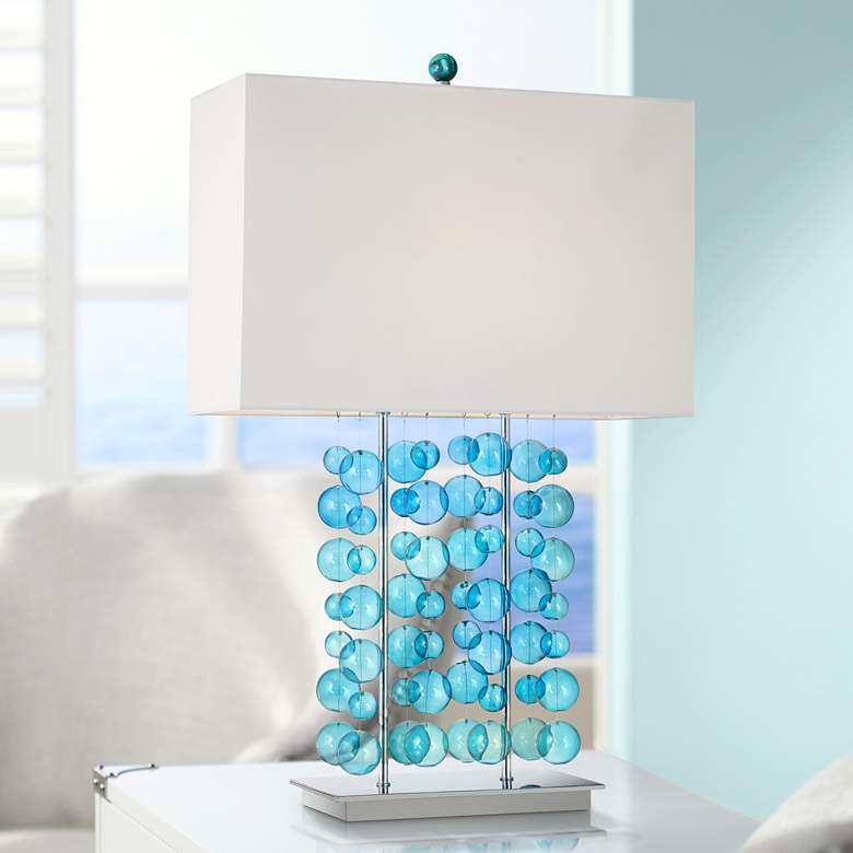 Image 1 Possini Euro Design Blue Bubble Cascade Table Lamp