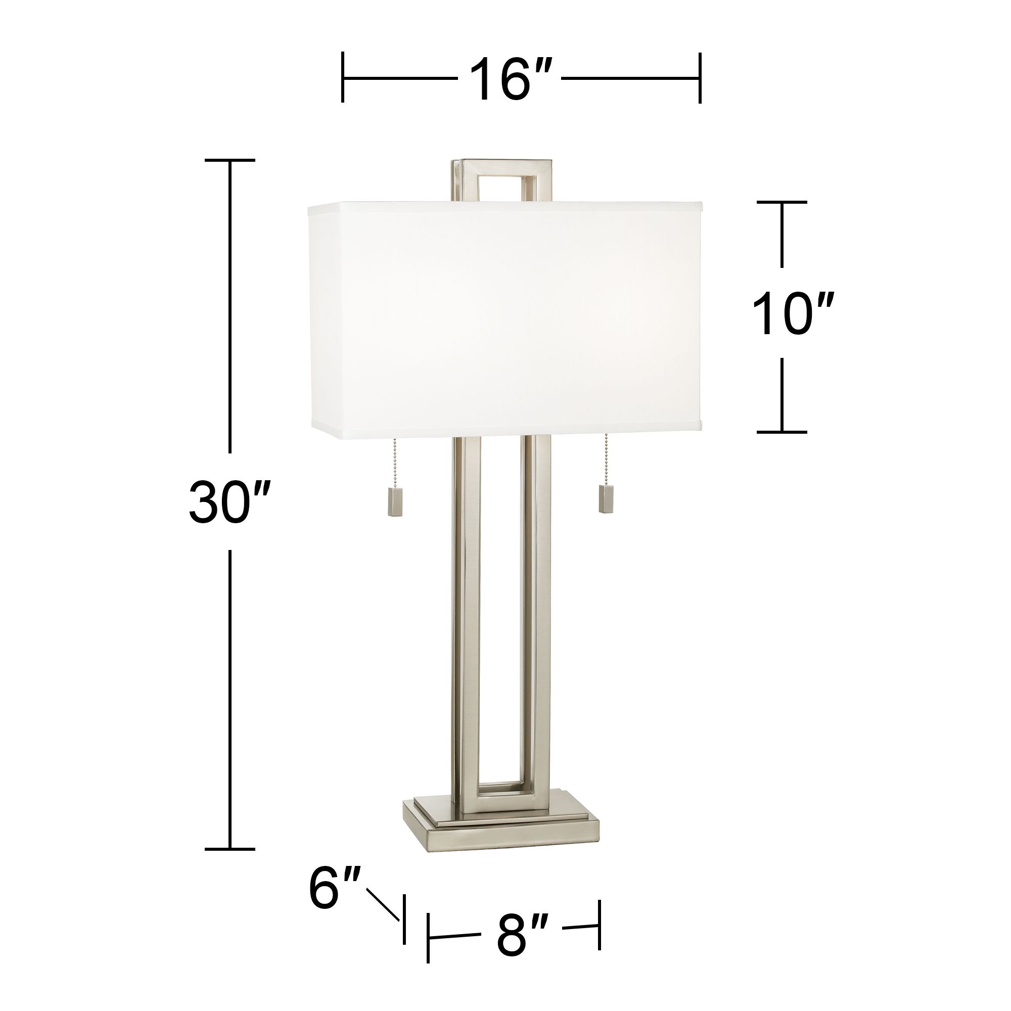 possini euro design brushed nickel rectangle table lamp