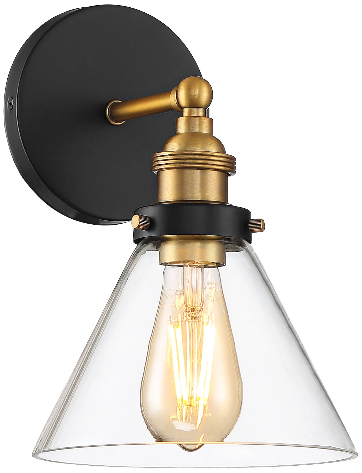 Image 2 Possini Euro Design Burke 10 3/4" Black and Brass Glass LED Sconce