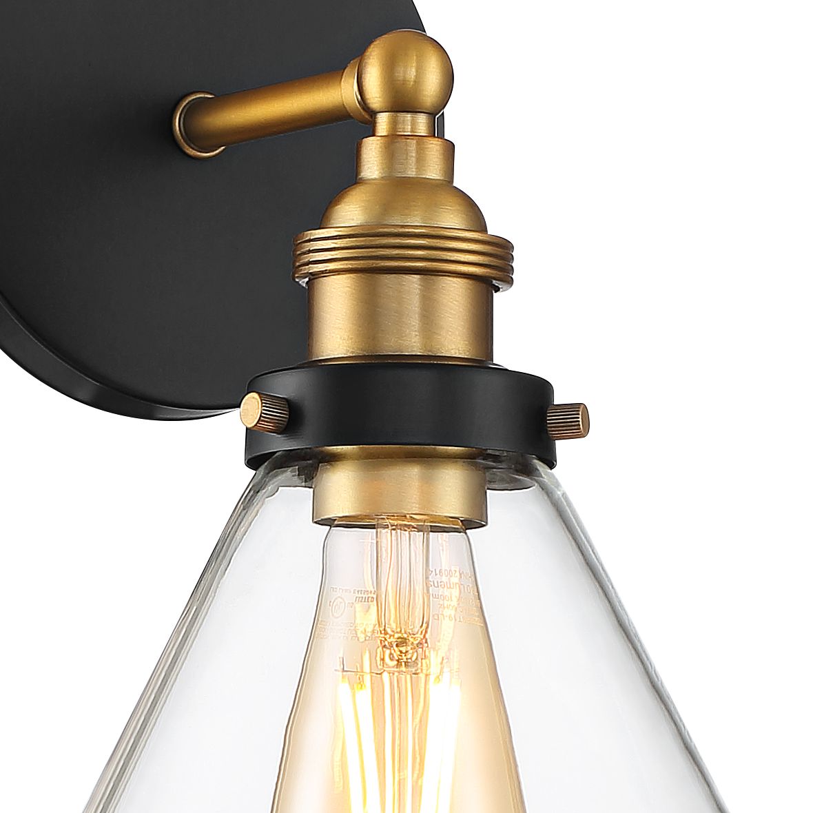 Image 3 Possini Euro Design Burke 10 3/4" Black and Brass Glass LED Sconce more views