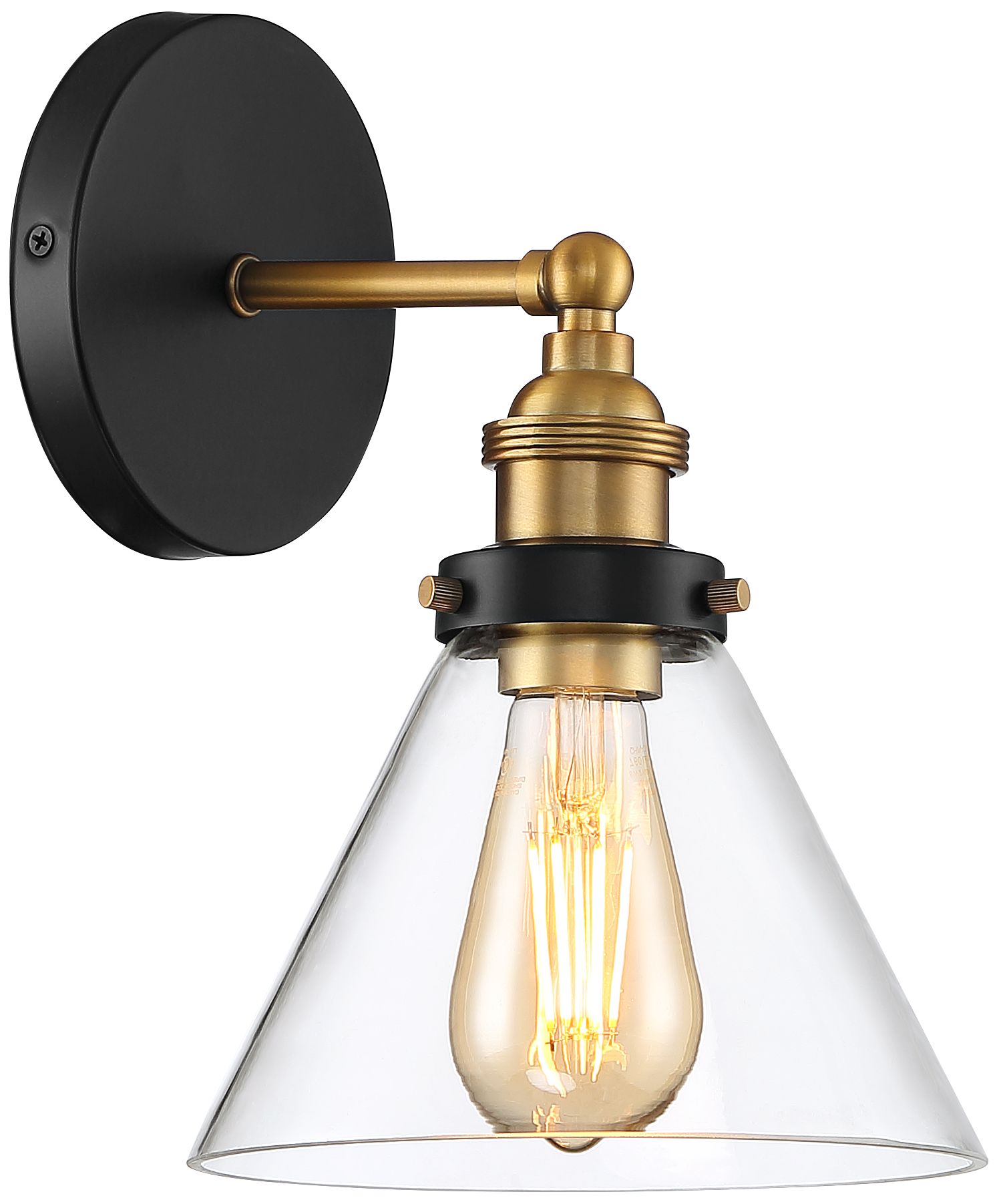 Image 5 Possini Euro Design Burke 10 3/4" Black and Brass Glass LED Sconce more views