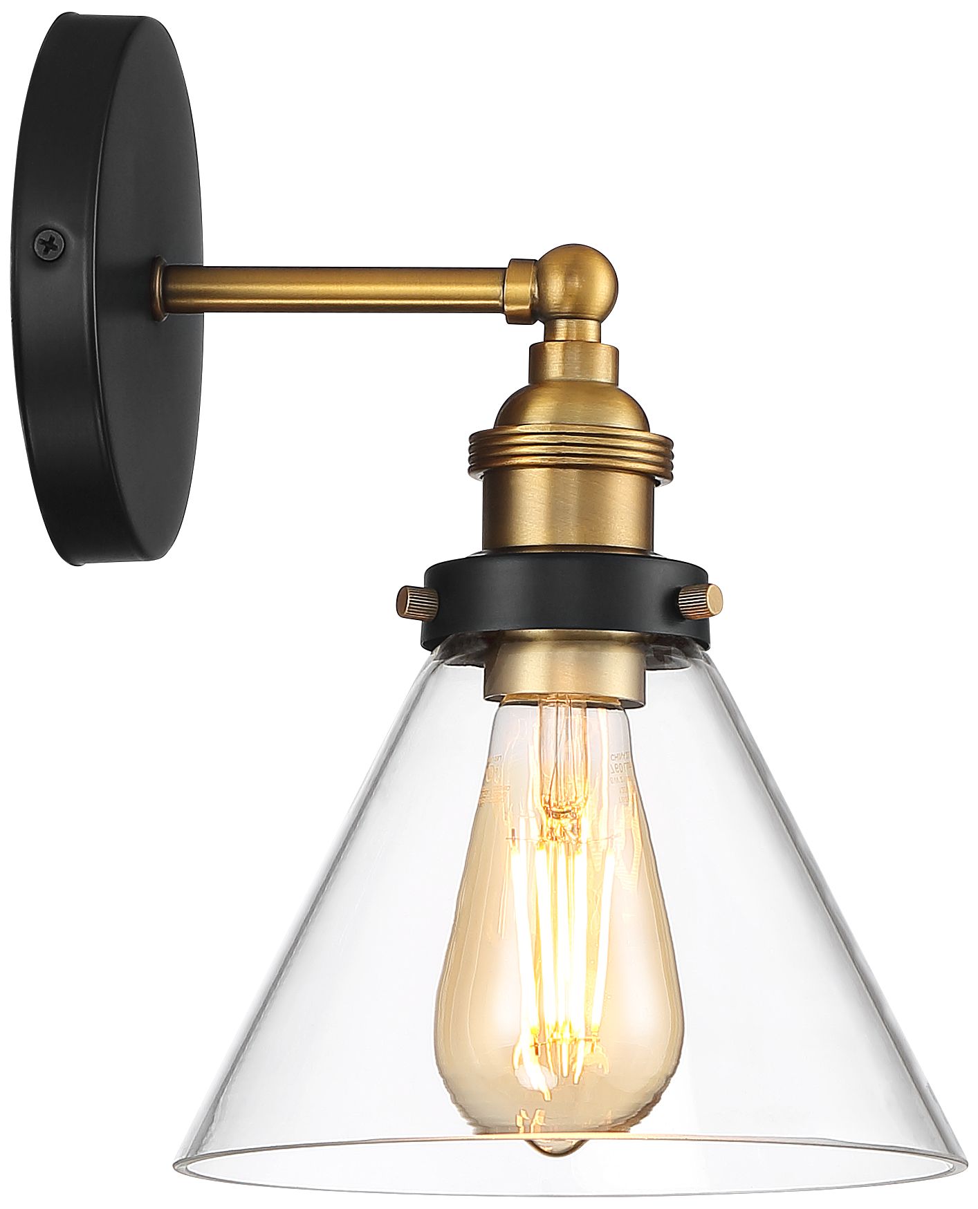 Image 6 Possini Euro Design Burke 10 3/4" Black and Brass Glass LED Sconce more views
