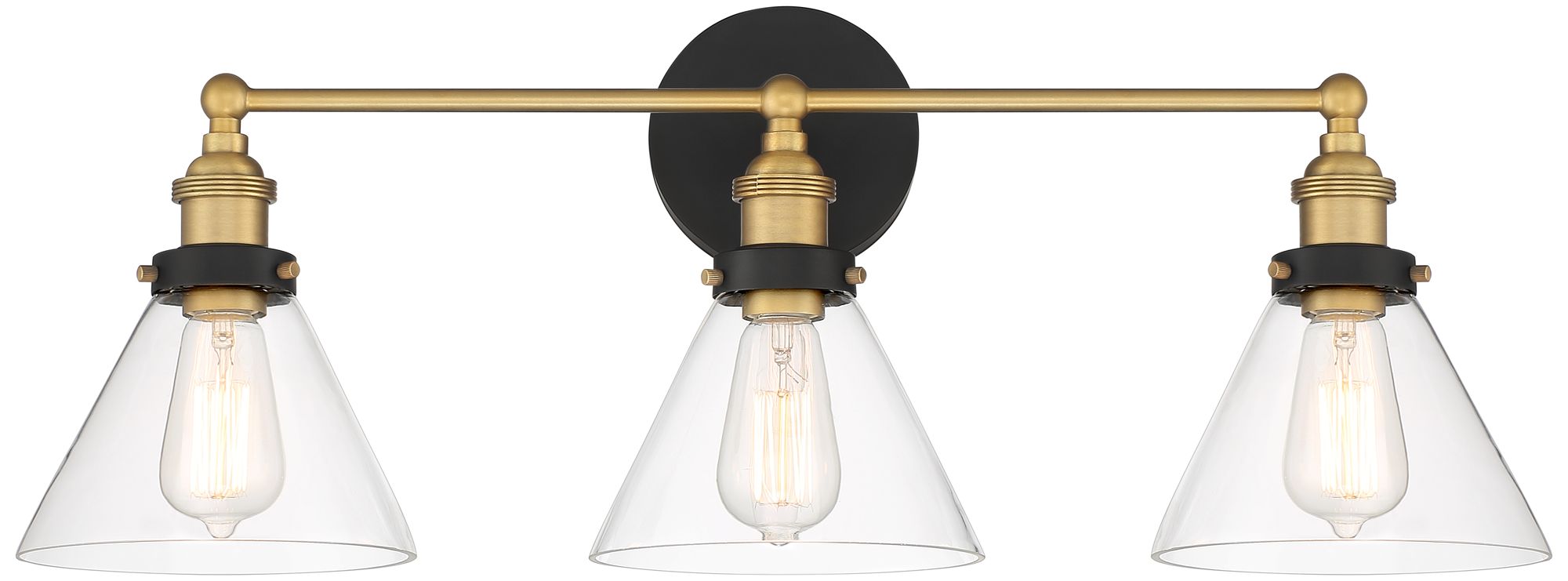 Possini Euro Design Burke 28" Wide Black and Brass Bath Light