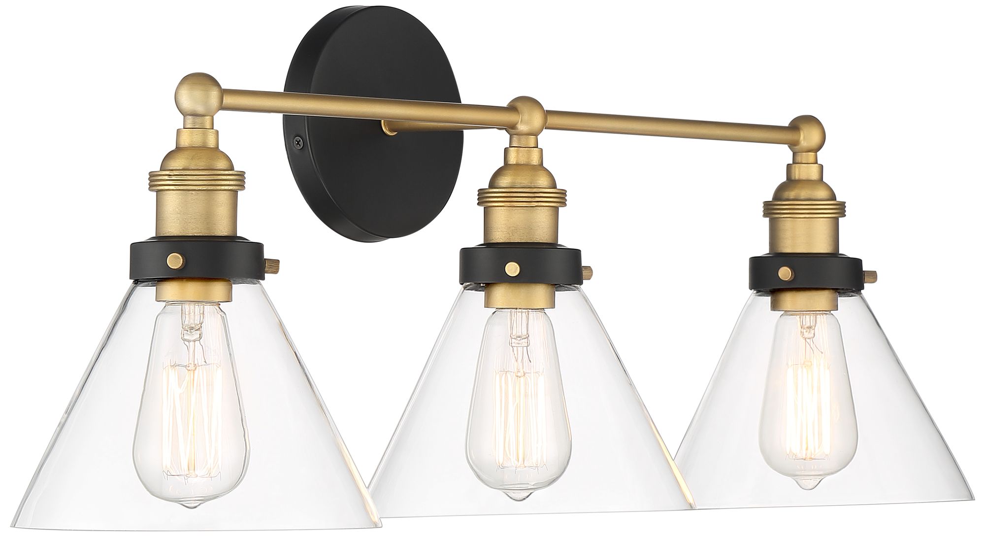 Image 6 Possini Euro Design Burke 28" Wide Black and Brass Bath Light more views