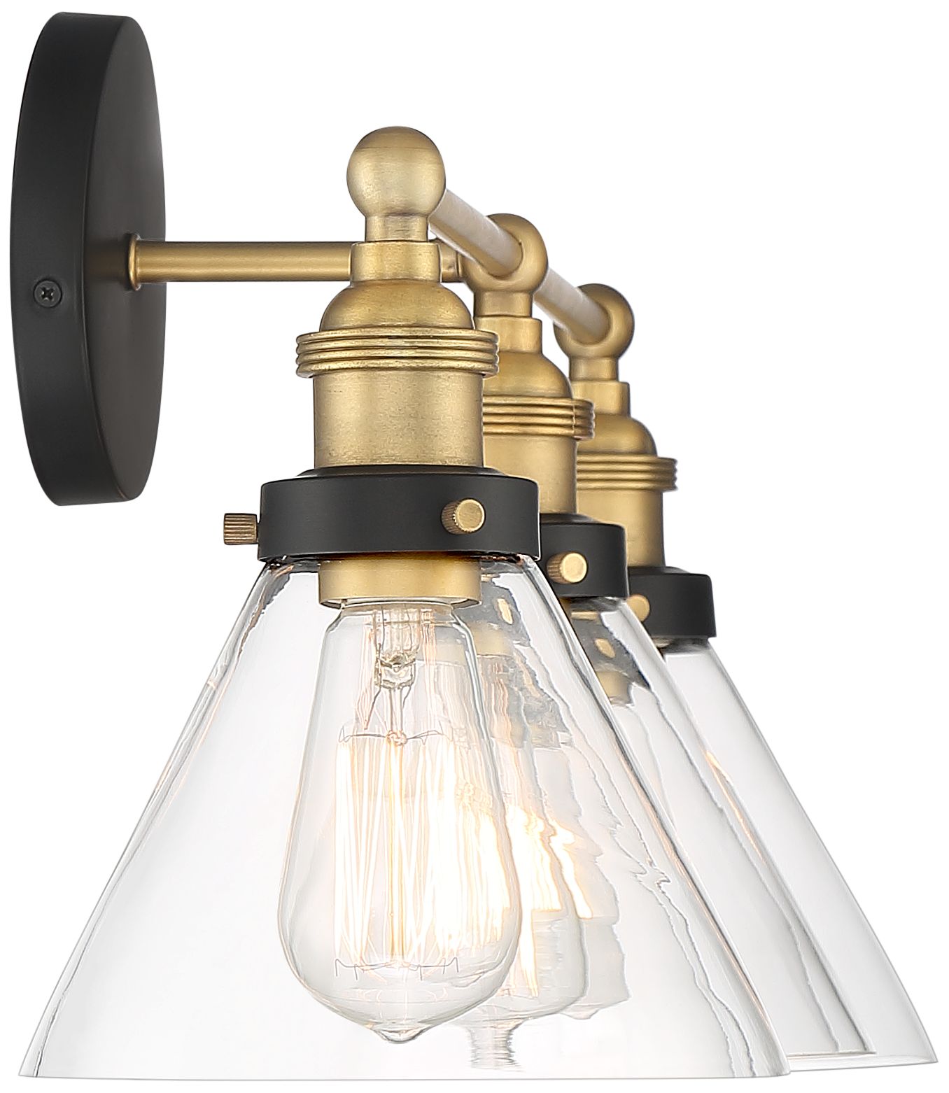 Image 7 Possini Euro Design Burke 28" Wide Black and Brass Bath Light more views