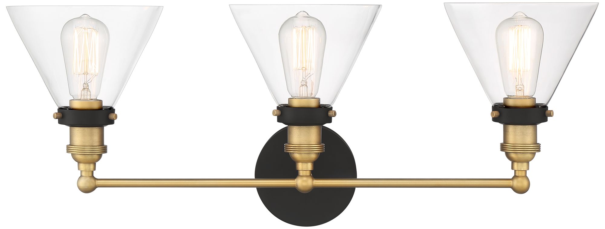 Possini Euro Design Burke 28" Wide Black and Brass Bath Light in scene