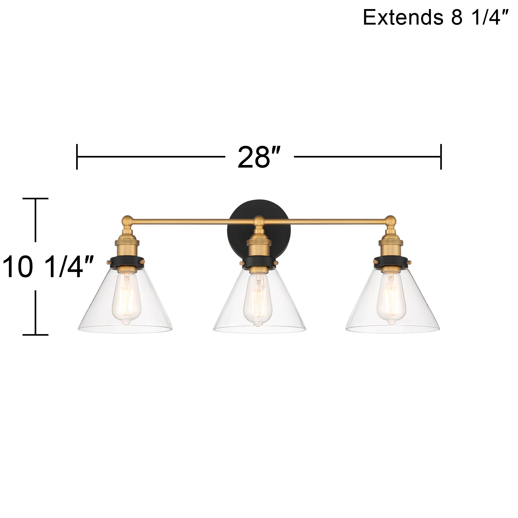 Possini Euro Design Burke 28" Wide Black and Brass Bath Light in scene