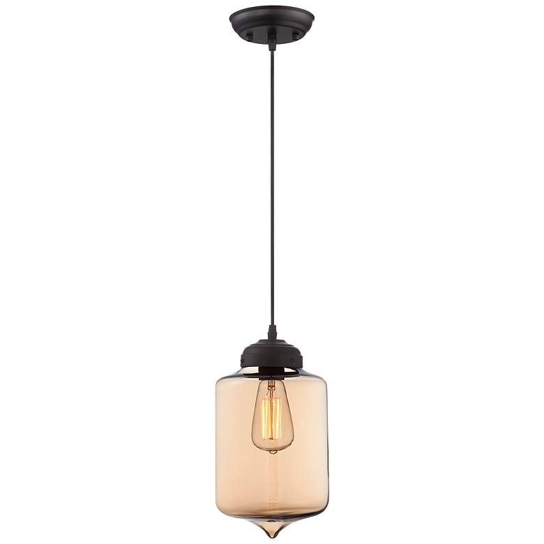 Image 3 Possini Euro Design Calico 7" Wide Amber Glass Mini Pendant