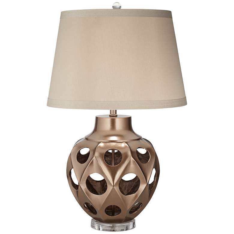 Image 1 Possini Euro Design Carved Urn Copper Table Lamp