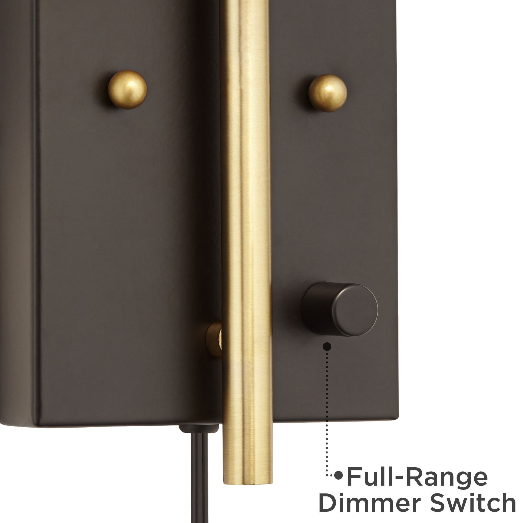 Image 6 Possini Euro Design Chester Antique Brass/Black Swing Arm Plug-In Wall Lamp more views