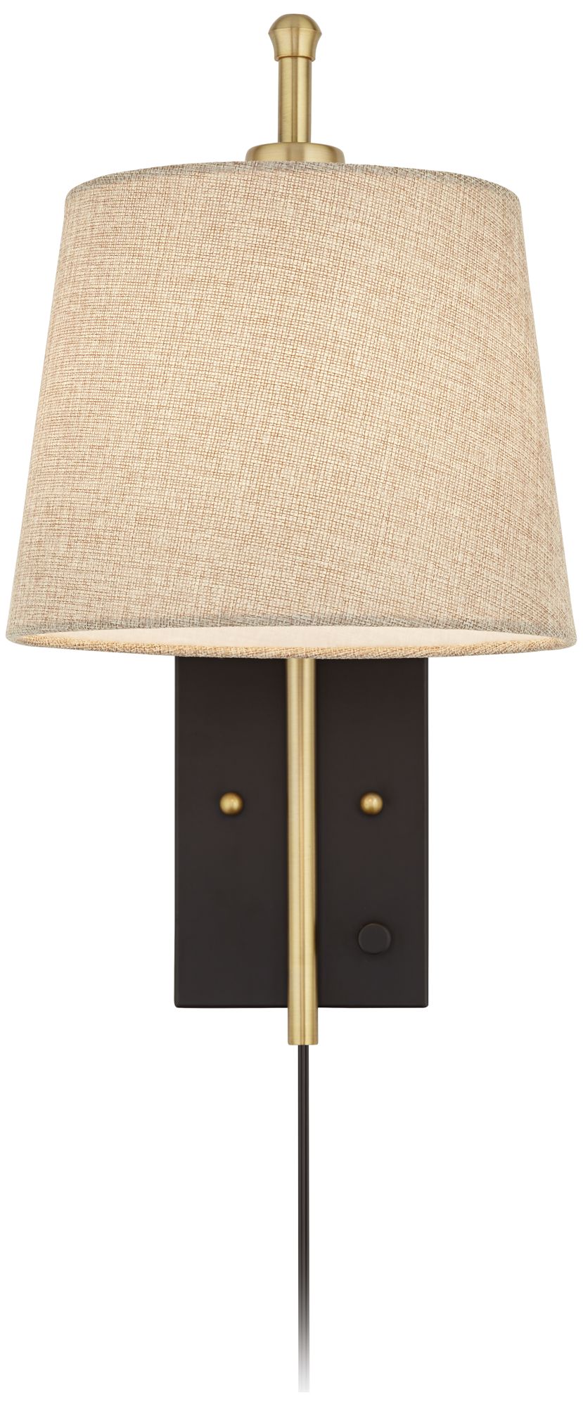 Image 7 Possini Euro Design Chester Antique Brass/Black Swing Arm Plug-In Wall Lamp more views