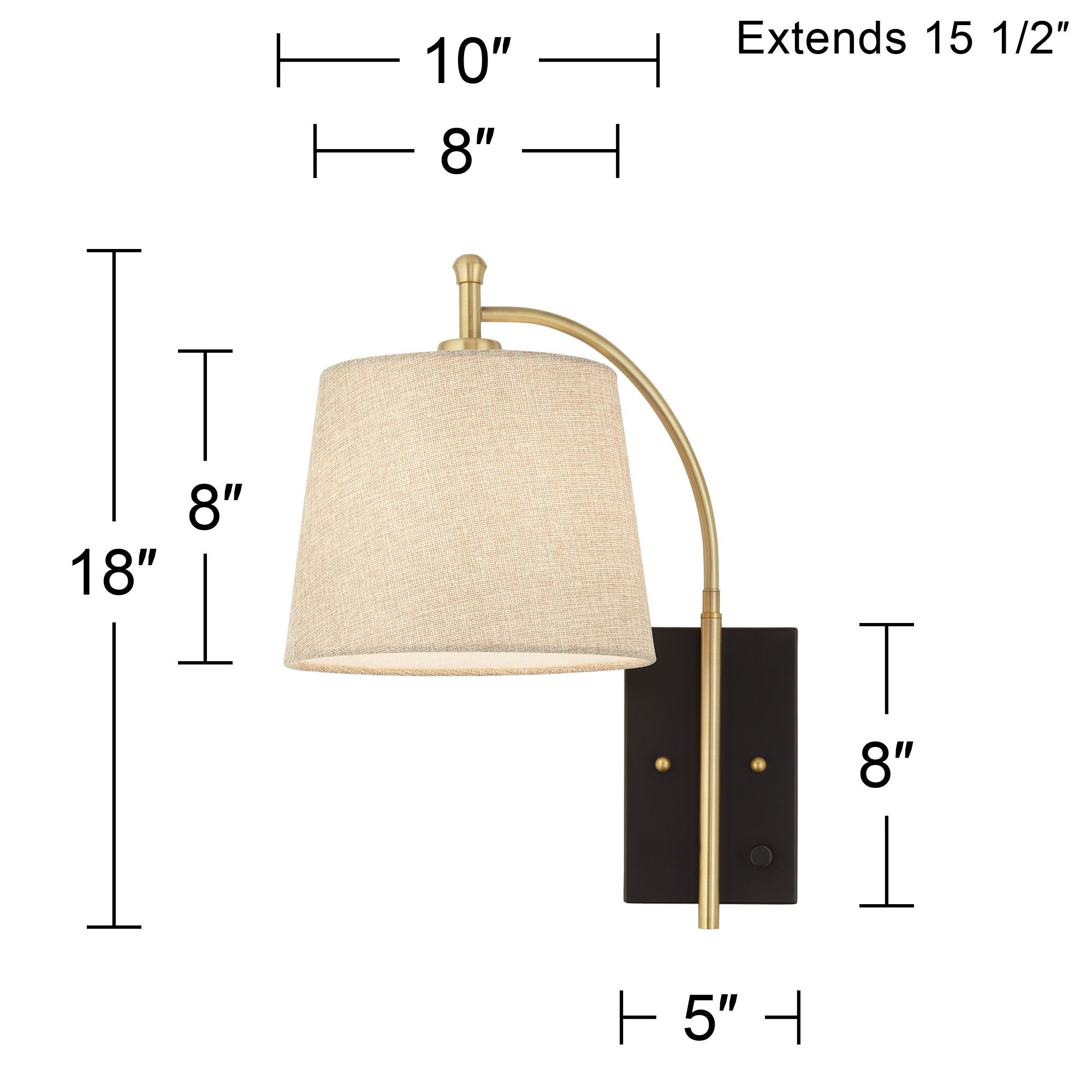 Possini Euro Design Chester Antique Brass/Black Swing Arm Plug-In Wall Lamp in scene