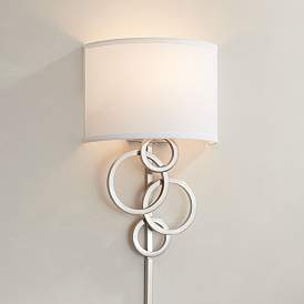 Image2 of Possini Euro Design Circles Modern Plug-In Wall Sconce with Cord Cover