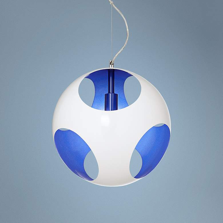 Image 1 Possini Euro Design Circulo White and Blue Pendant Light