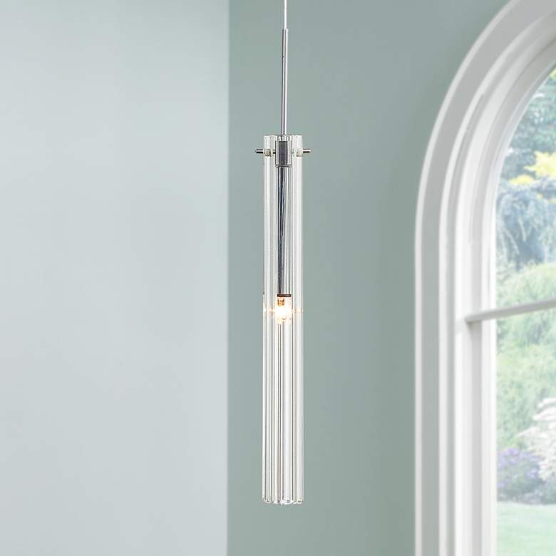 Possini Euro Design Clear Glass Tube LED Mini-Pendant Light