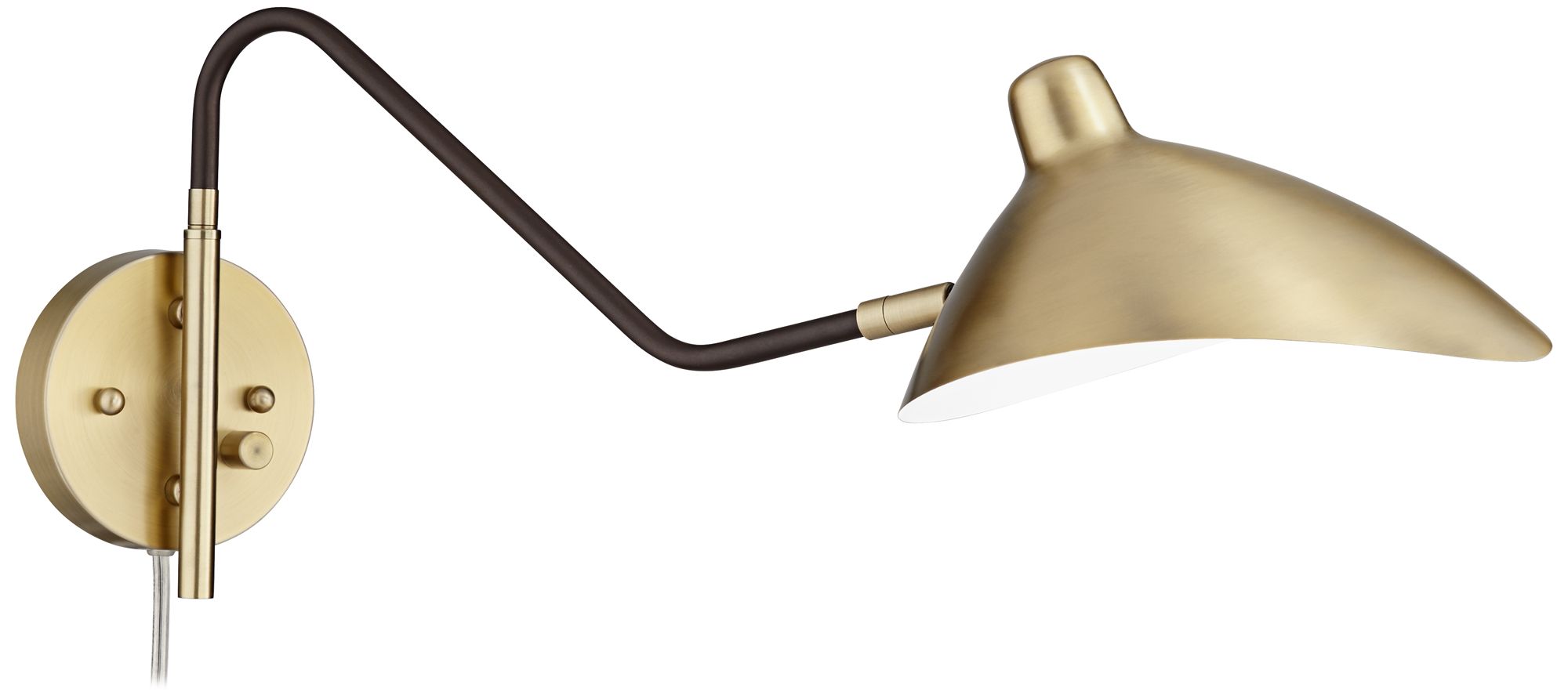 Image 5 Possini Euro Design Colborne Brass/Bronze Swing Arm Mod. Plug-In Wall Lamp more views