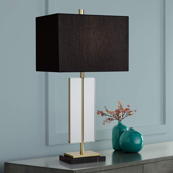 Euro Design Collins Black Shade and Acrylic Luxe Modern Table Lamp - #545H1 | Lamps Plus