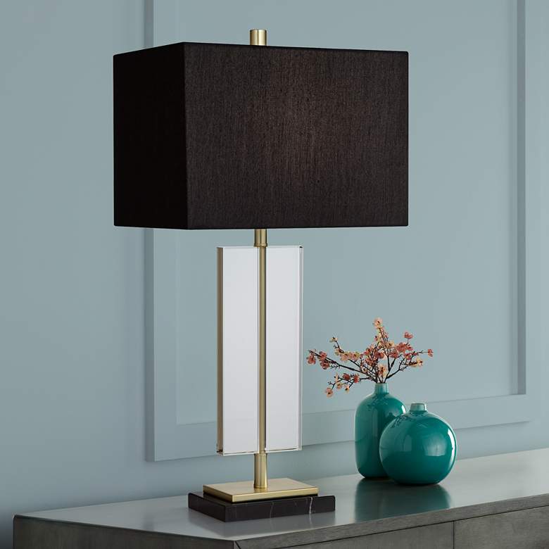 Image 1 Possini Euro Design Collins Black Shade and Acrylic Luxe Modern Table Lamp