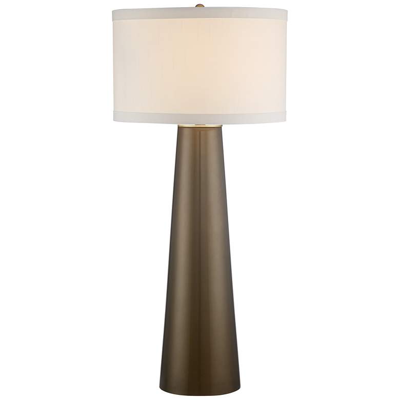 Image 3 Possini Euro Design Column 36" High Dark Gold Tall Glass Table Lamp
