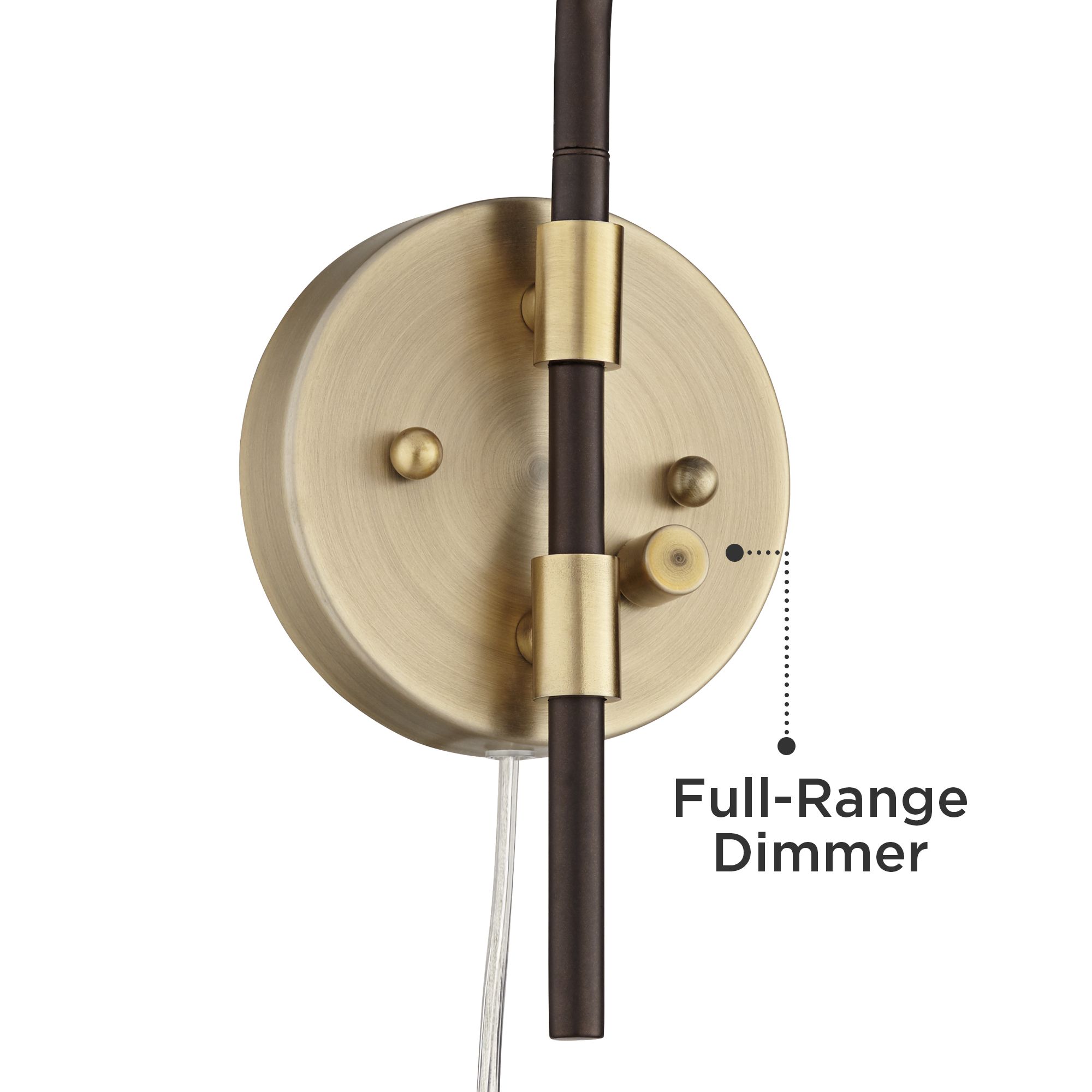 Image 4 Possini Euro Design Colwood Brass Bronze Adj. Swing Arm Plug-In Wall Lamp more views