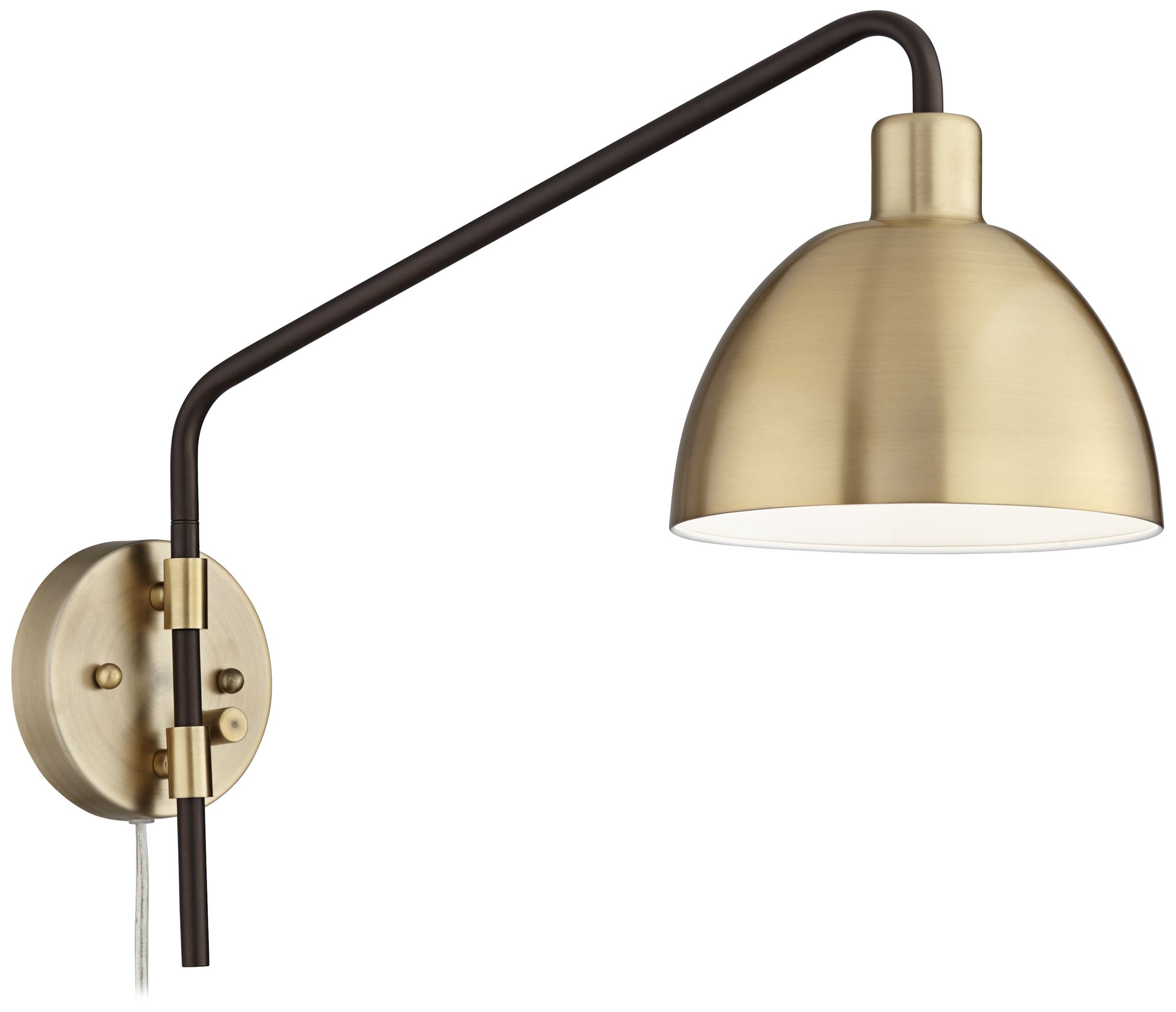 Image 5 Possini Euro Design Colwood Brass Bronze Adj. Swing Arm Plug-In Wall Lamp more views