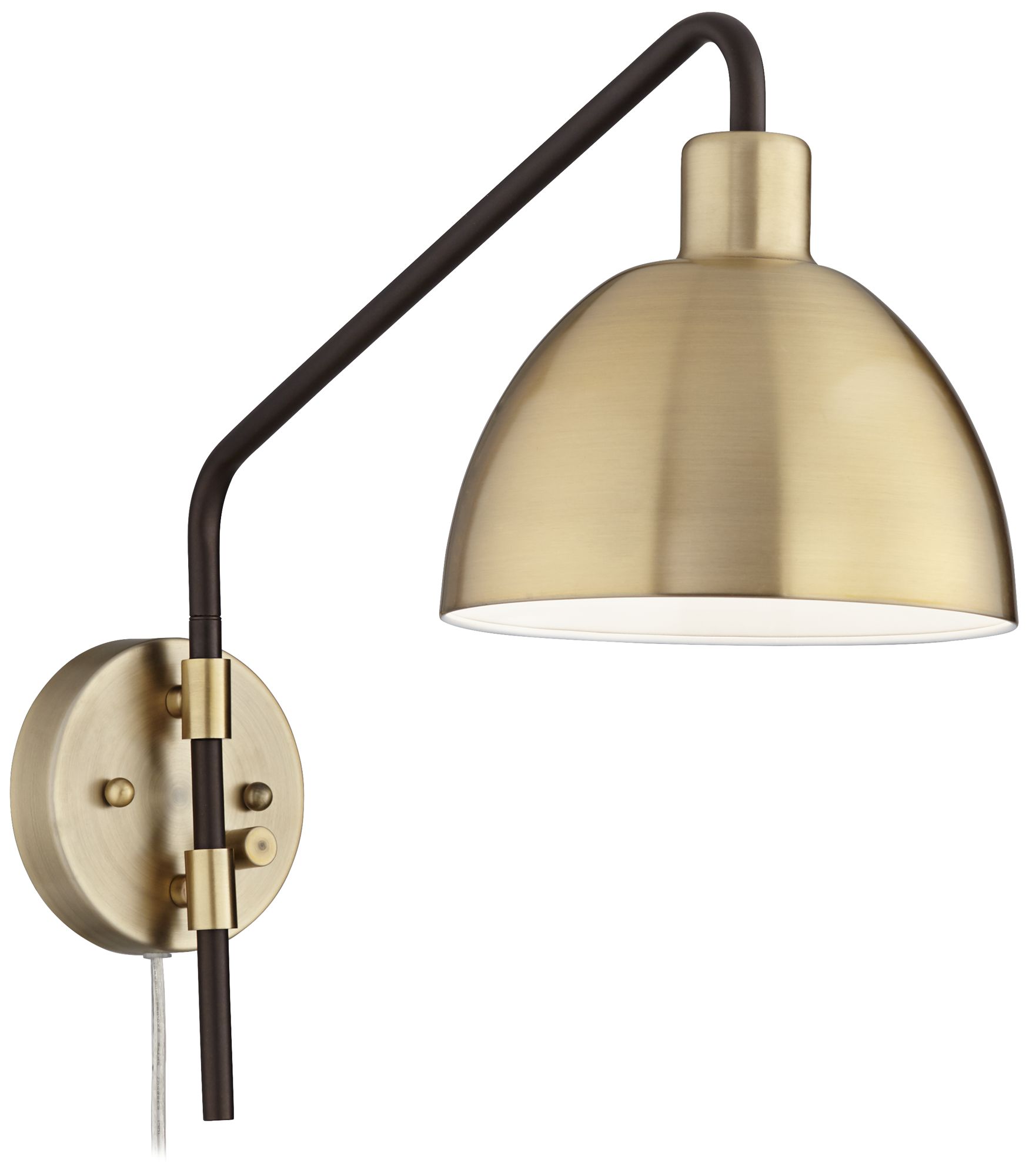Image 6 Possini Euro Design Colwood Brass Bronze Adj. Swing Arm Plug-In Wall Lamp more views