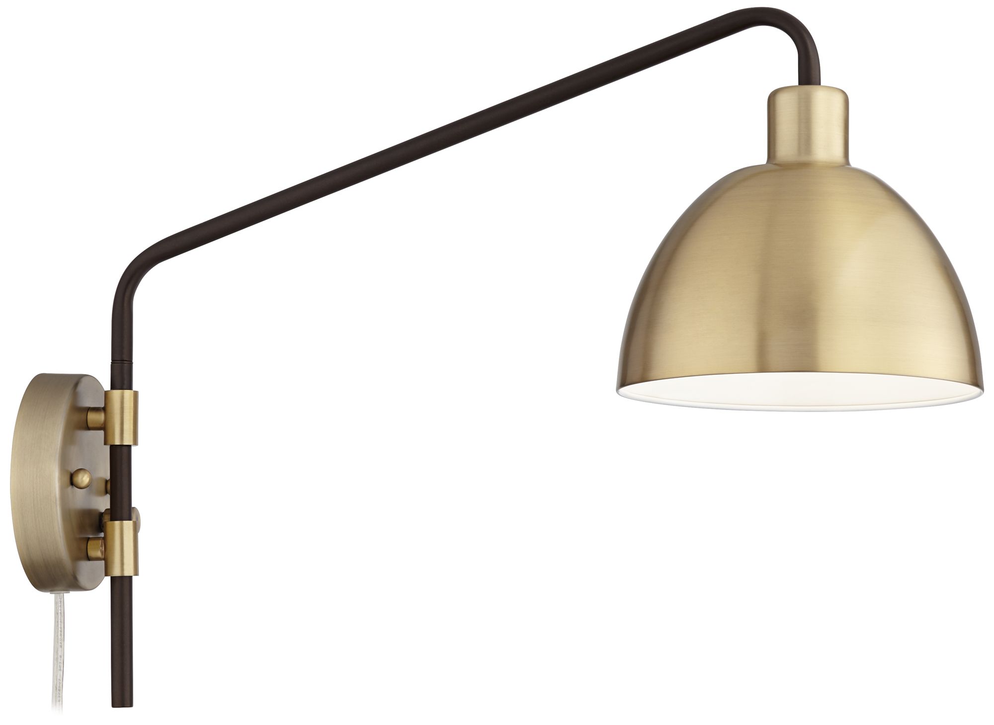 Image 7 Possini Euro Design Colwood Brass Bronze Adj. Swing Arm Plug-In Wall Lamp more views