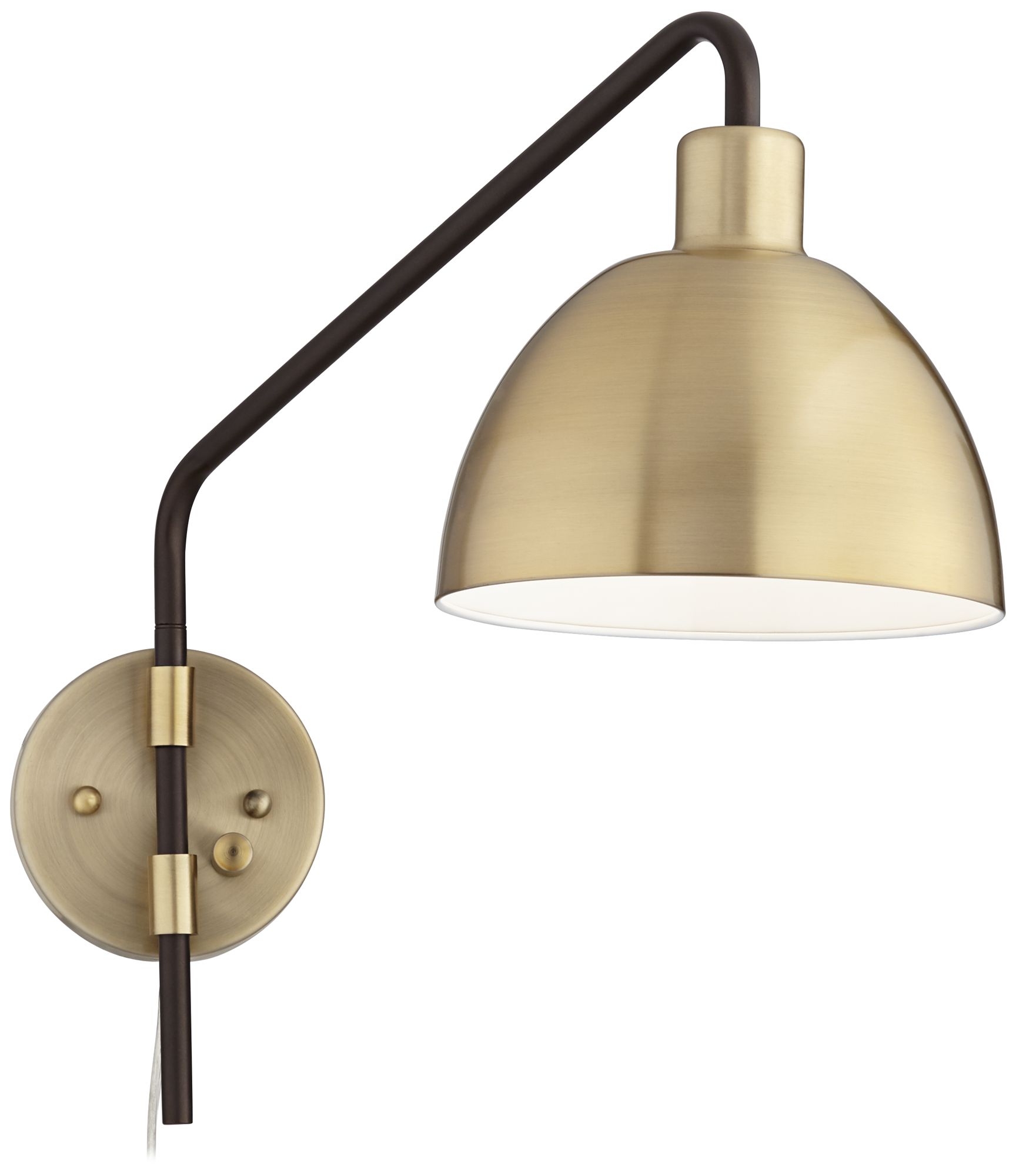 Possini Euro Design Colwood Brass Bronze Adj. Swing Arm Plug-In Wall Lamp