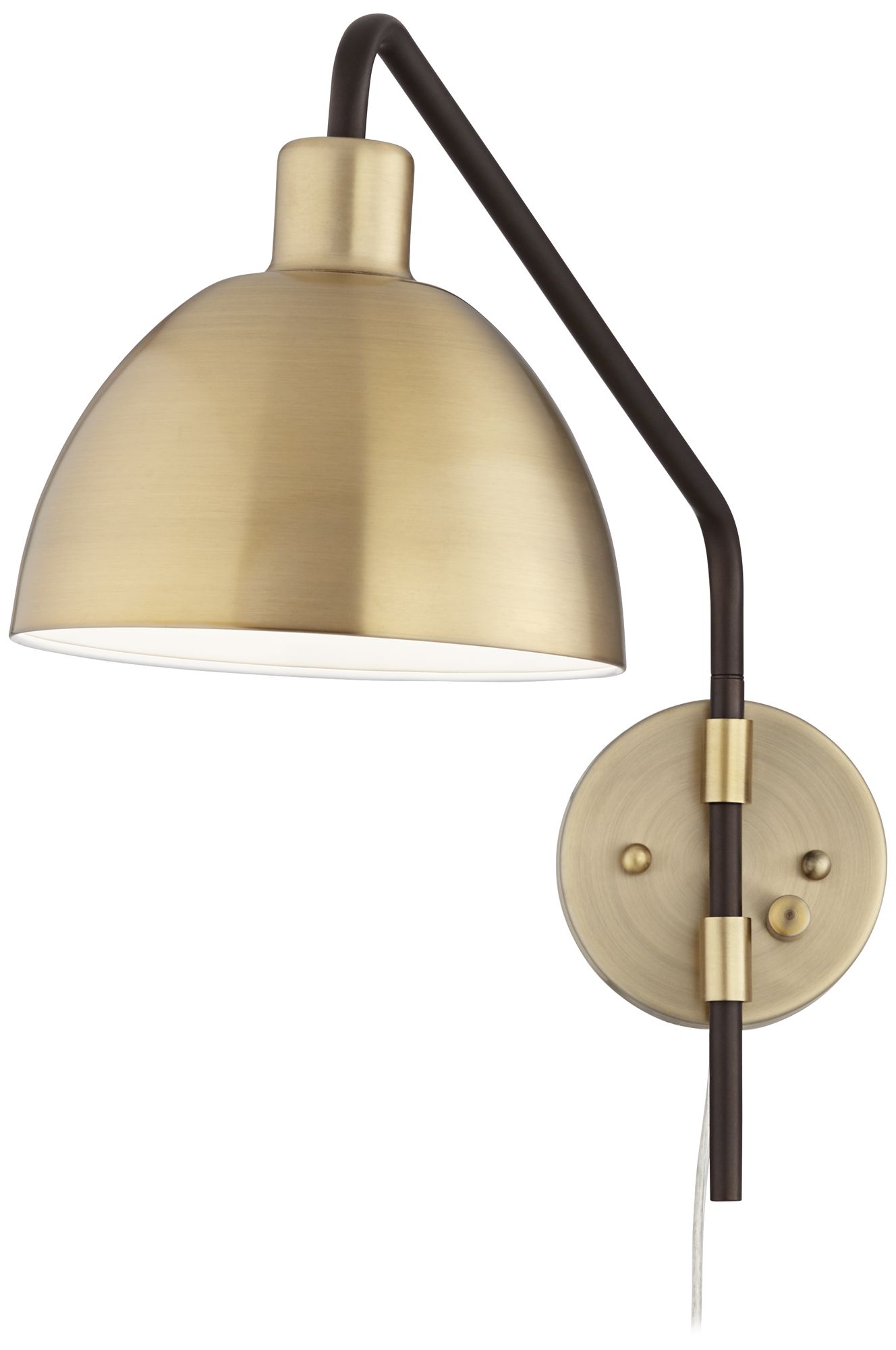 Possini Euro Design Colwood Brass Bronze Adj. Swing Arm Plug-In Wall Lamp