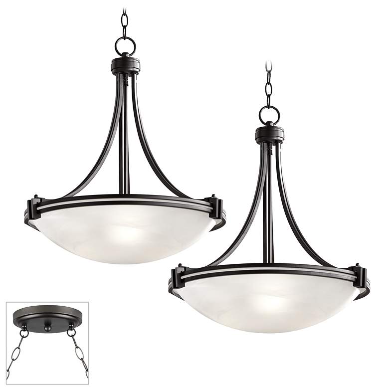 Image 1 Possini Euro Design Deco Bronze Double Multi Light Pendant
