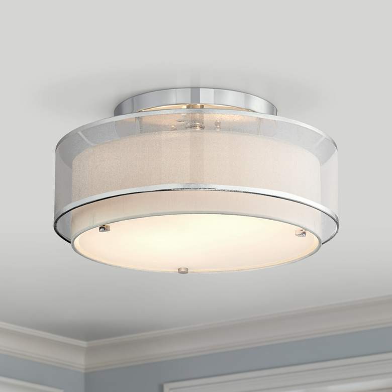Image 1 Possini Euro Design Double Organza 16" Wide Ceiling Light