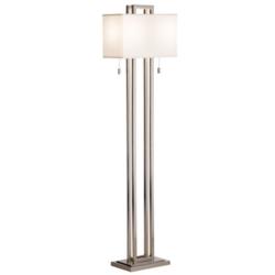 Possini Euro Design Double Tier 62&quot; Modern Brushed Nickel Floor Lamp