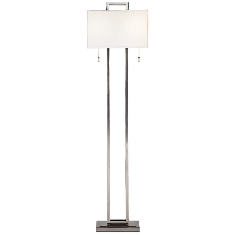 Image 6 Possini Euro Design Double Tier 62 inch Modern Brushed Nickel Floor Lamp more views