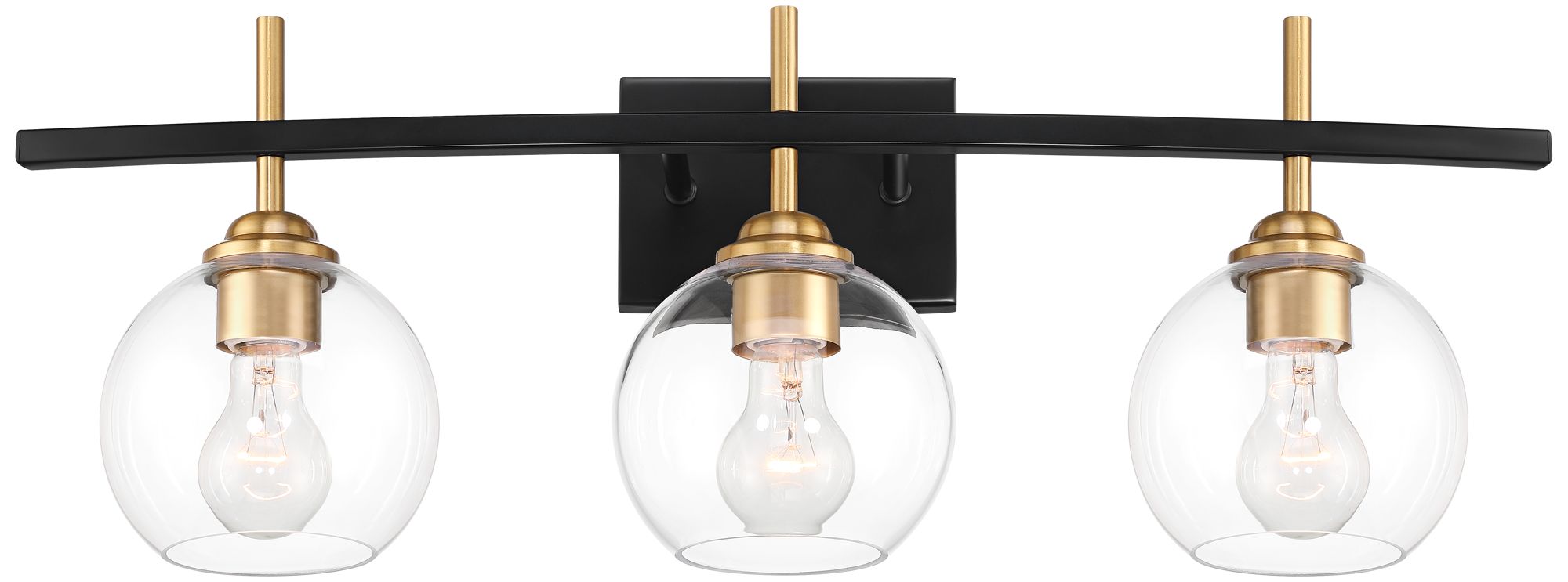 Image 3 Possini Euro Design Duka 27" Wide 3-Light Black and Gold Bath Light