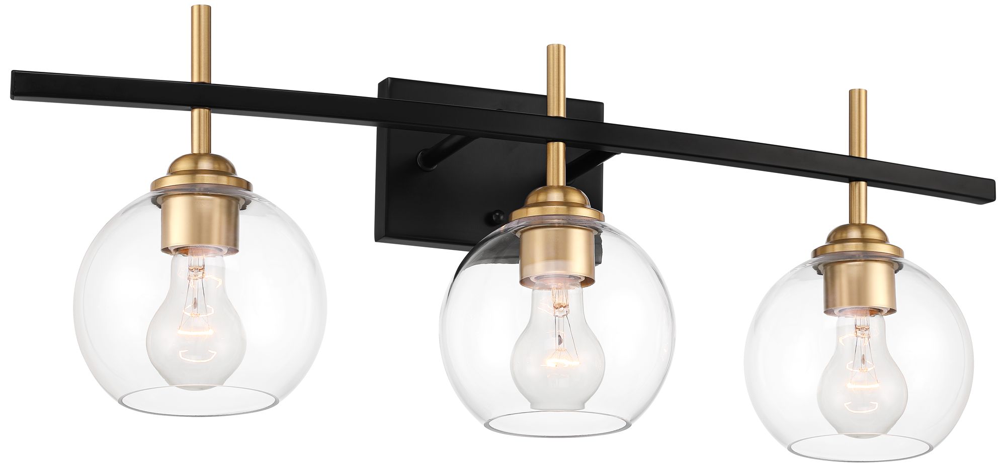 Image 6 Possini Euro Design Duka 27" Wide 3-Light Black and Gold Bath Light more views