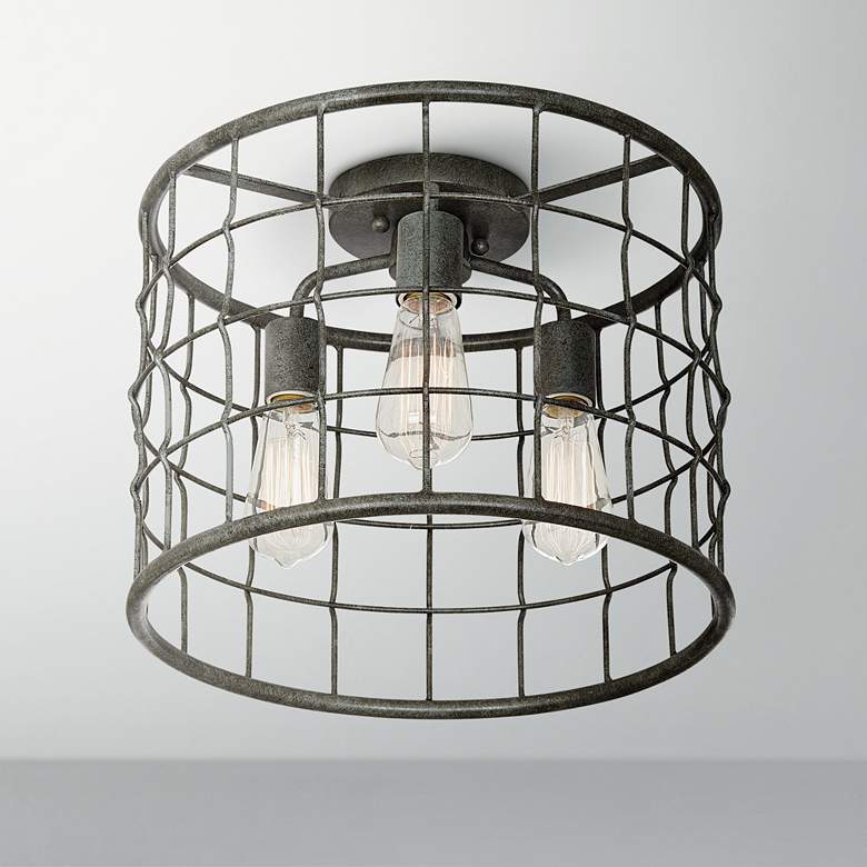 Image 1 Possini Euro Design Dunmore 15 inch-W Industrial Ceiling Light