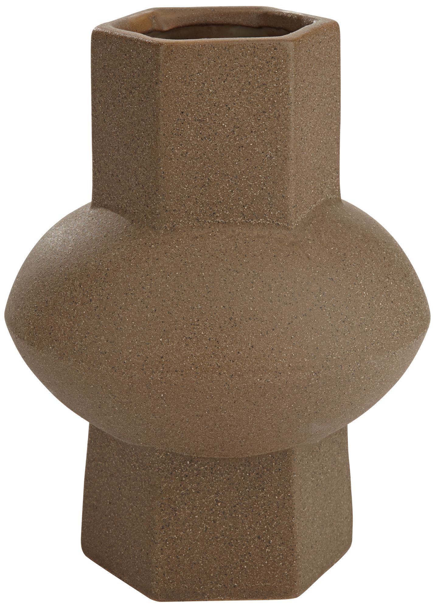 Image 3 Possini Euro Design Emery 7 3/4"H Brown Modern Ceramic Hexagonal Vase