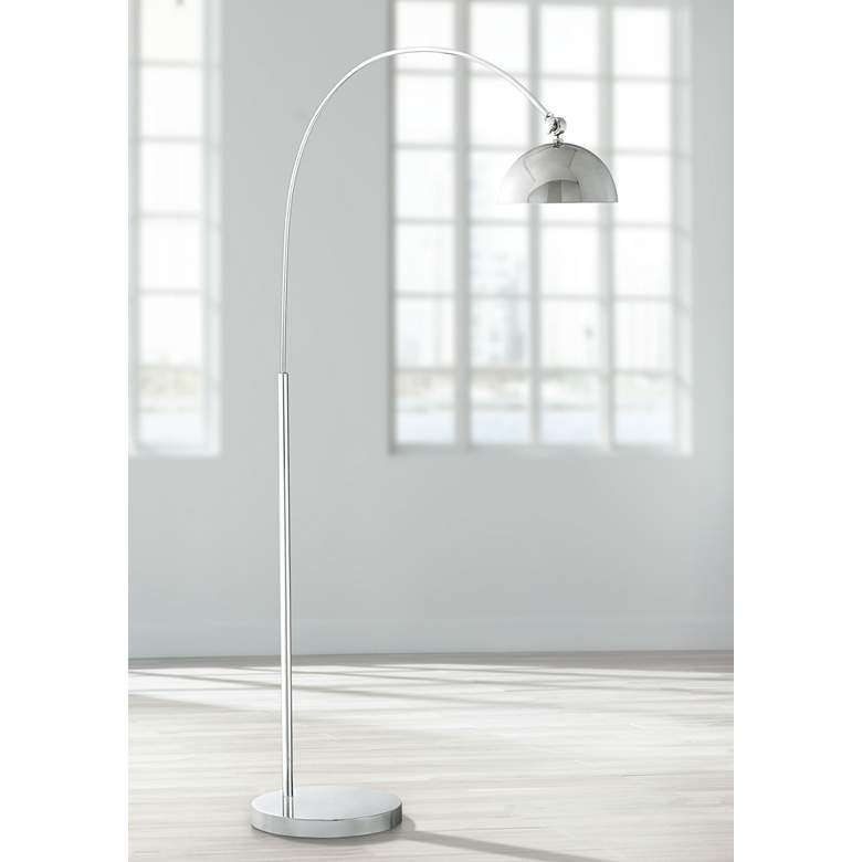 Image 1 Possini Euro Design Erico Chrome LED Arc Floor Lamp