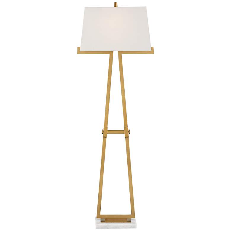 Image 2 Possini Euro Design Erin Warm Gold Modern Floor Lamp with Marble Base