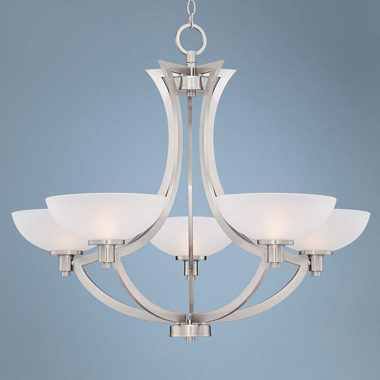 Image 1 Possini Euro Design Etched Glass 34 inch Wide 5-Light Chandelier