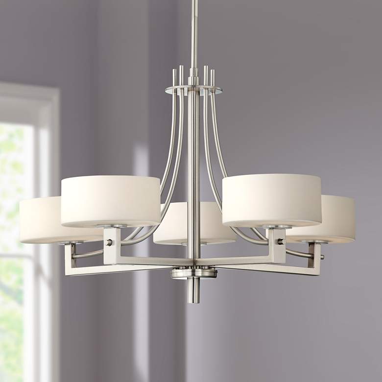 Image 1 Possini Euro Design Frosted White Glass 5-Light Chandelier