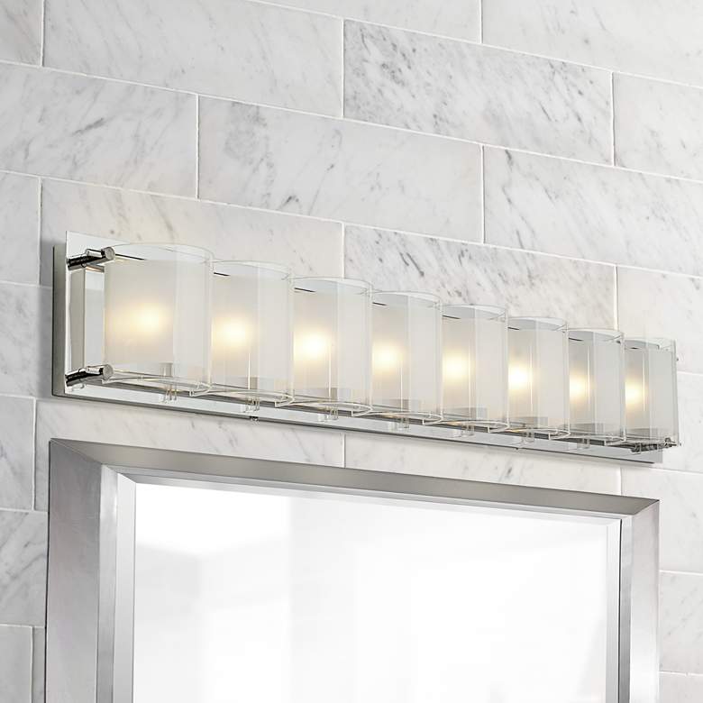 Image 1 Possini Euro Design Glass Bands 30 1/2" Wide Bath Light