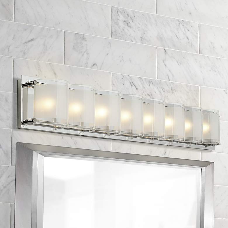 Image 1 Possini Euro Design Glass Bands 30 1/2 inch Wide Bath Light