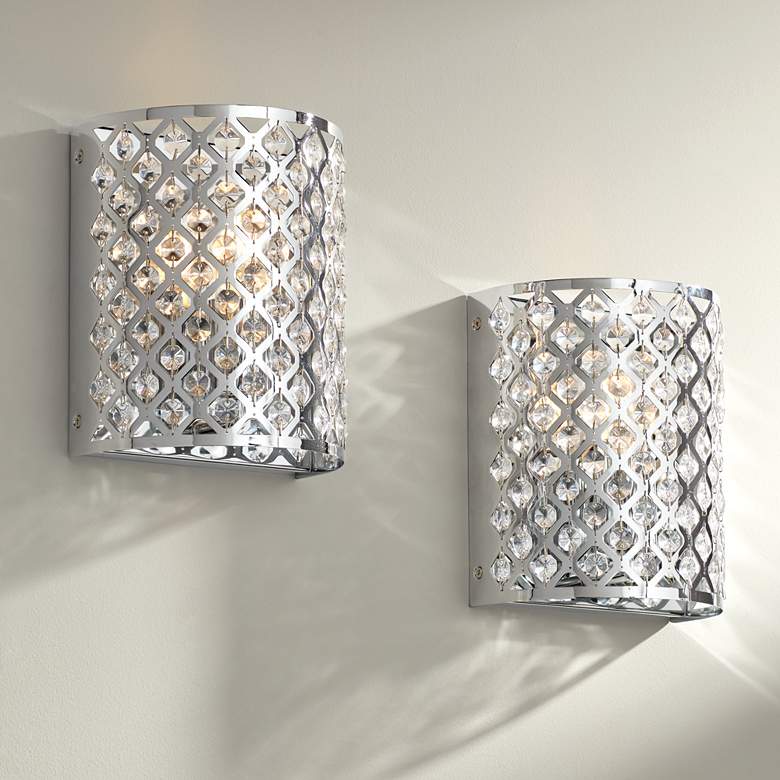 Image 1 Possini Euro Design Glitz 8 1/2" High Pocket Wall Sconce Set of 2