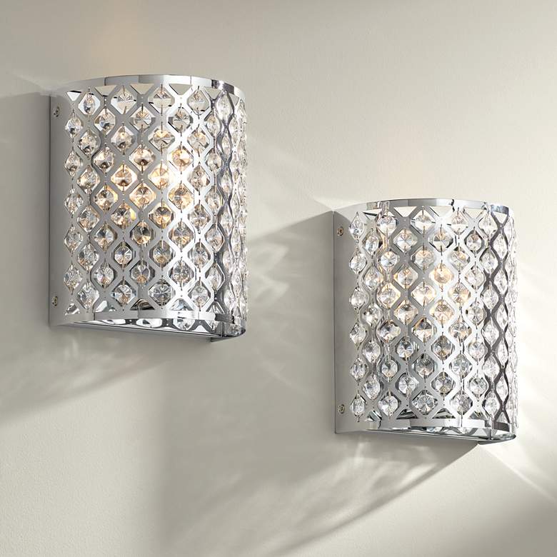 Image 1 Possini Euro Design Glitz 8 1/2 inch High Pocket Wall Sconce Set of 2