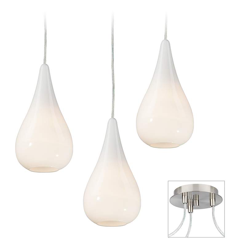 Image 1 Possini Euro Design Ice Drop Brushed Nickel 3-Light Pendant