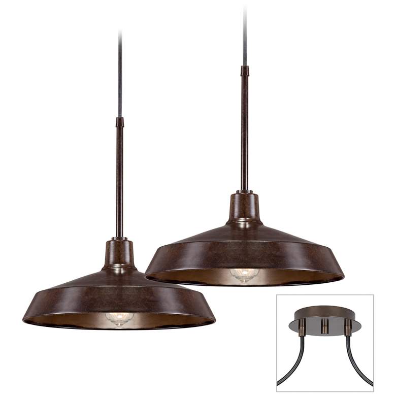 Image 1 Possini Euro Design Industrial 2-Light Tiger Bronze Pendant