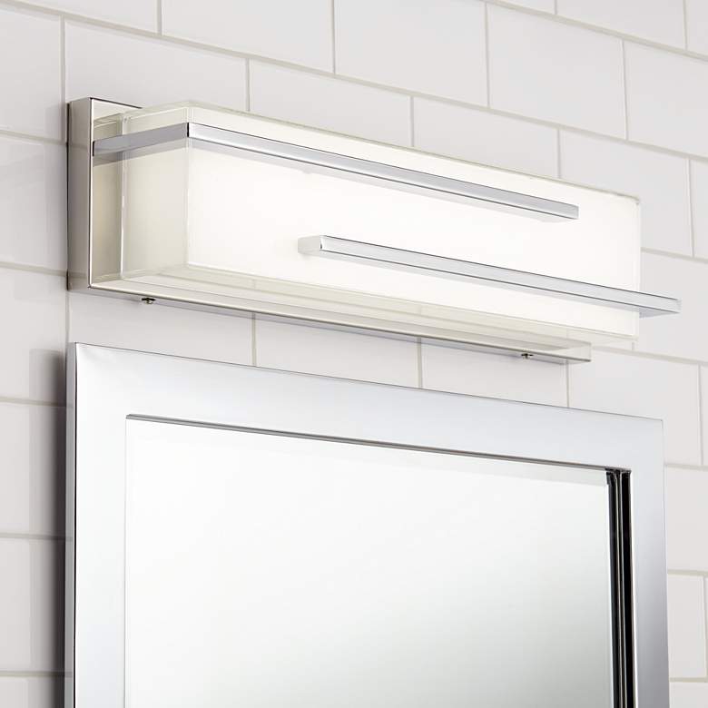 Image 1 Possini Euro Design Jada 18 1/4" Wide Chrome LED Bath Light